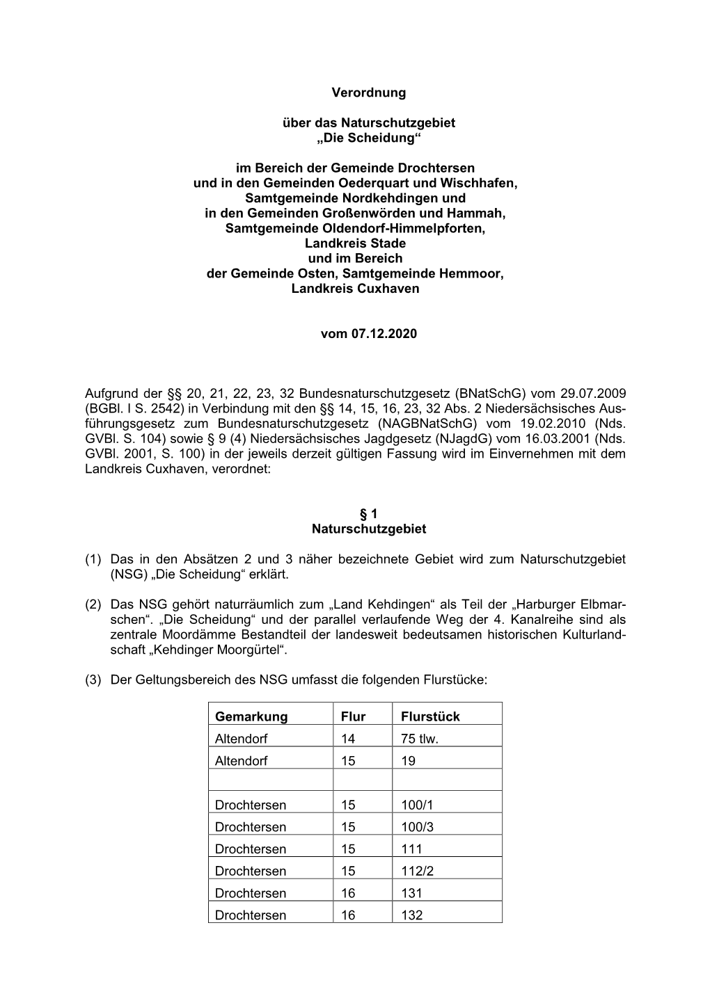 Verordnung Über Das Naturschutzgebiet „Die Scheidung“