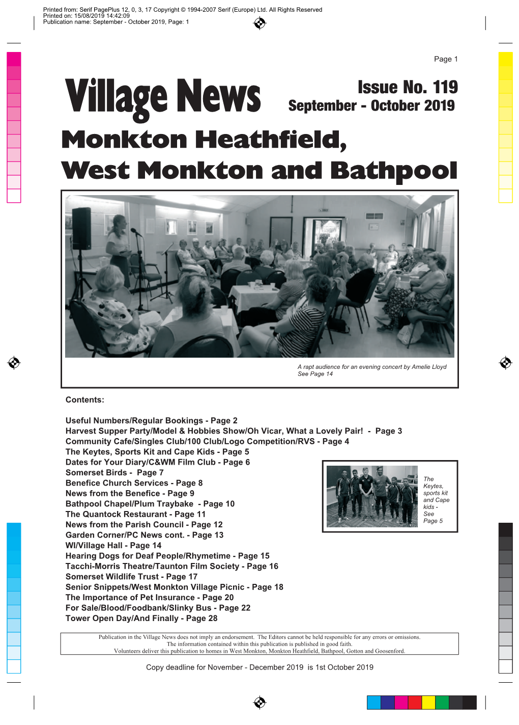 September - October 2019 Monkton Heathfield, West Monkton and Bathpool