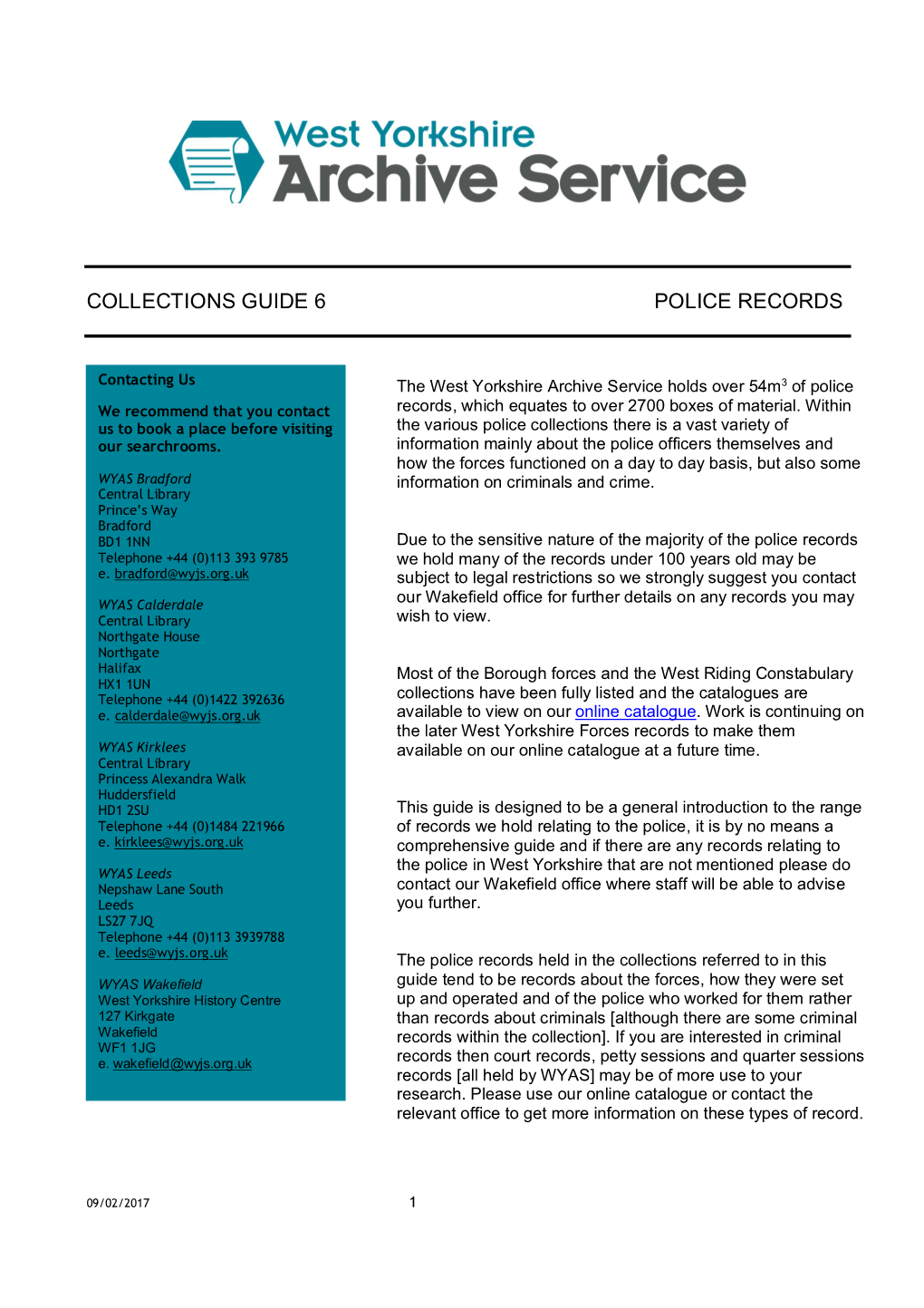 Collections Guide 6 Police Records