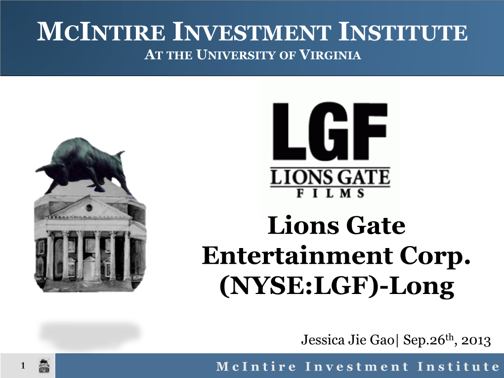 Lions Gate Entertainment Corp. (NYSE:LGF)-Long