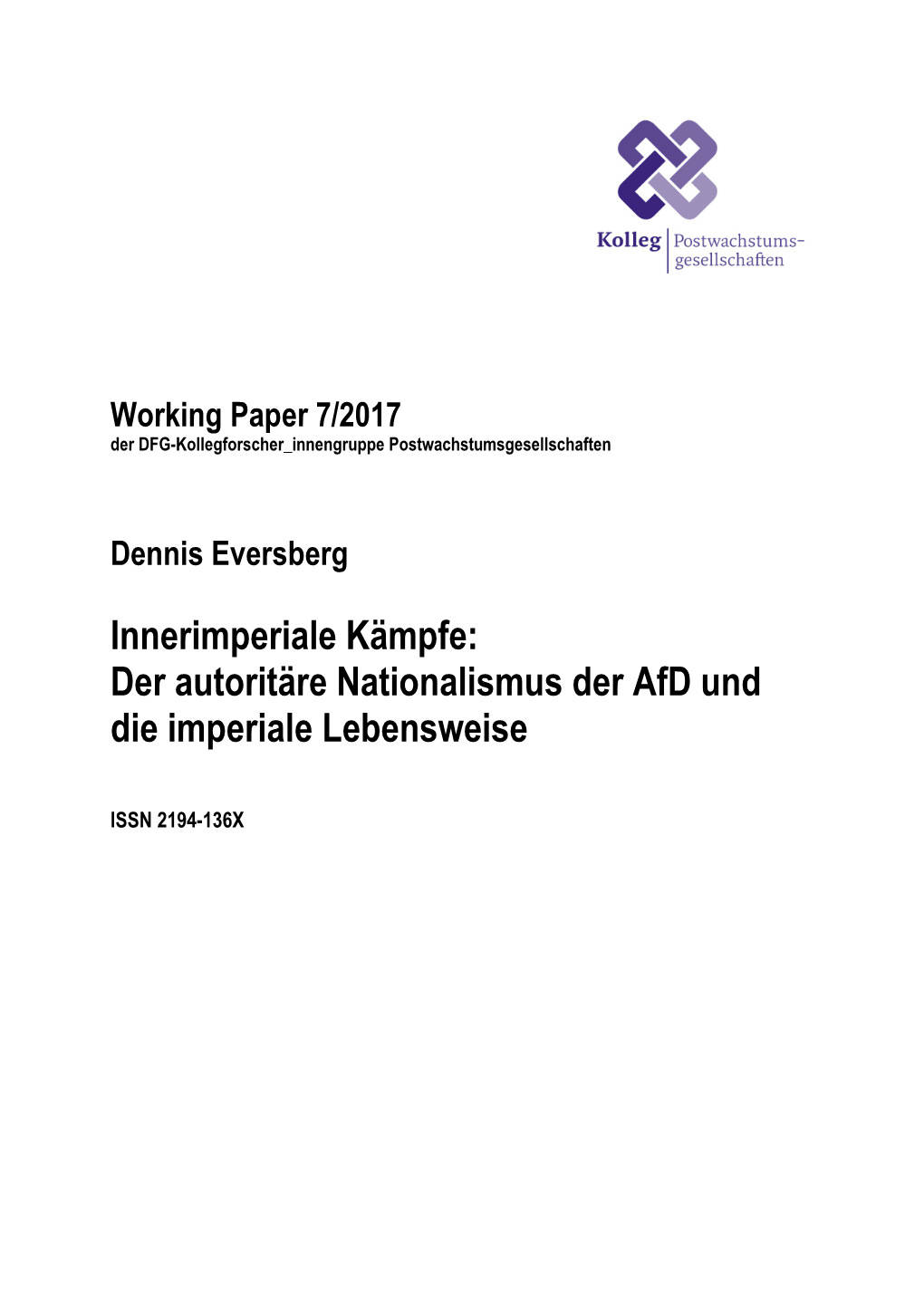 Der Autoritäre Nationalismus Der Afd Und Die Imperiale Lebensweise