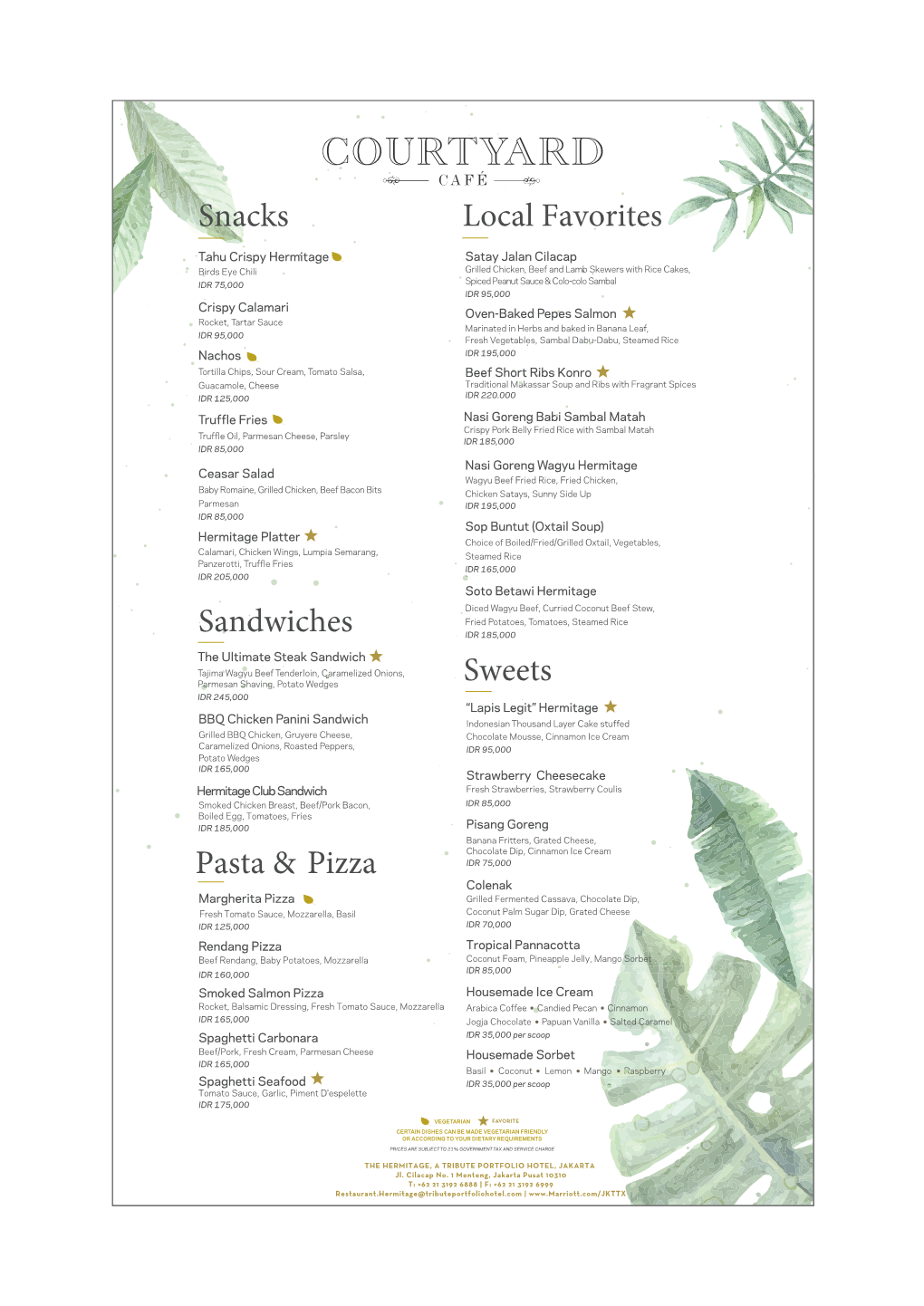 Courtyard Food Menu