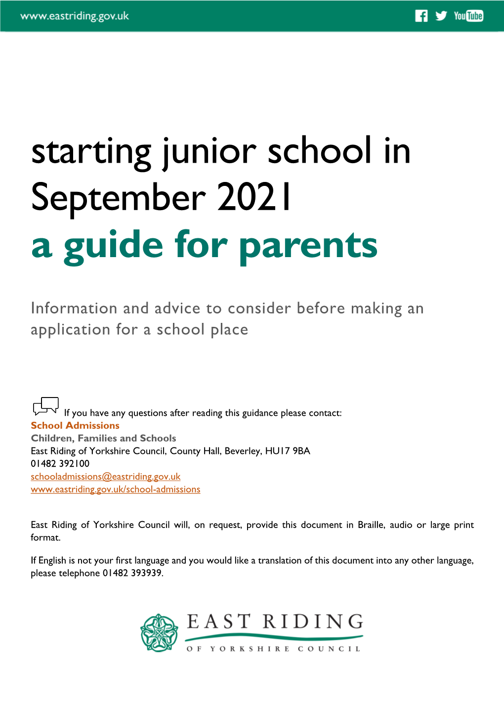 Starting Junior School in September 2021 a Guide for Parents