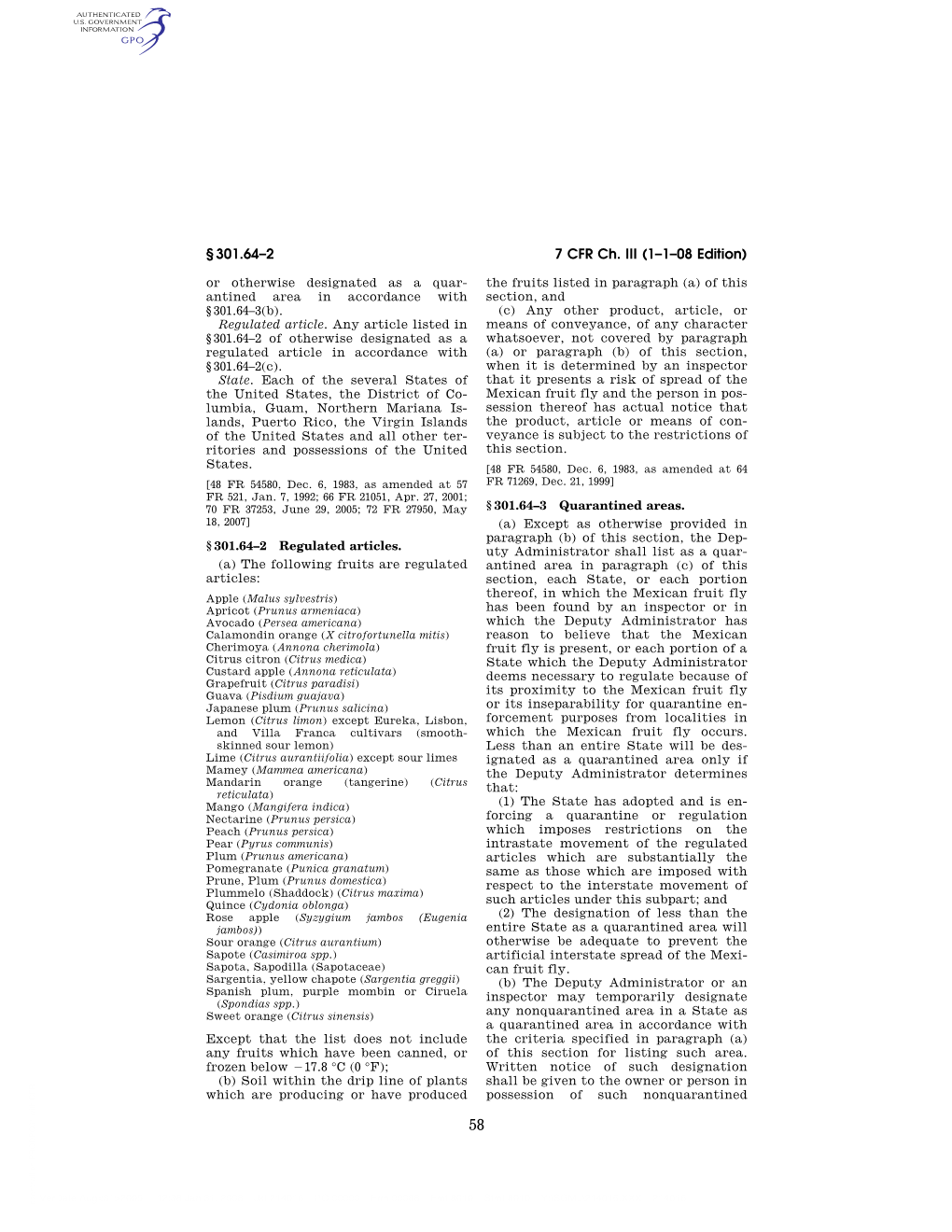 7 CFR Ch. III (1–1–08 Edition) § 301.64–2