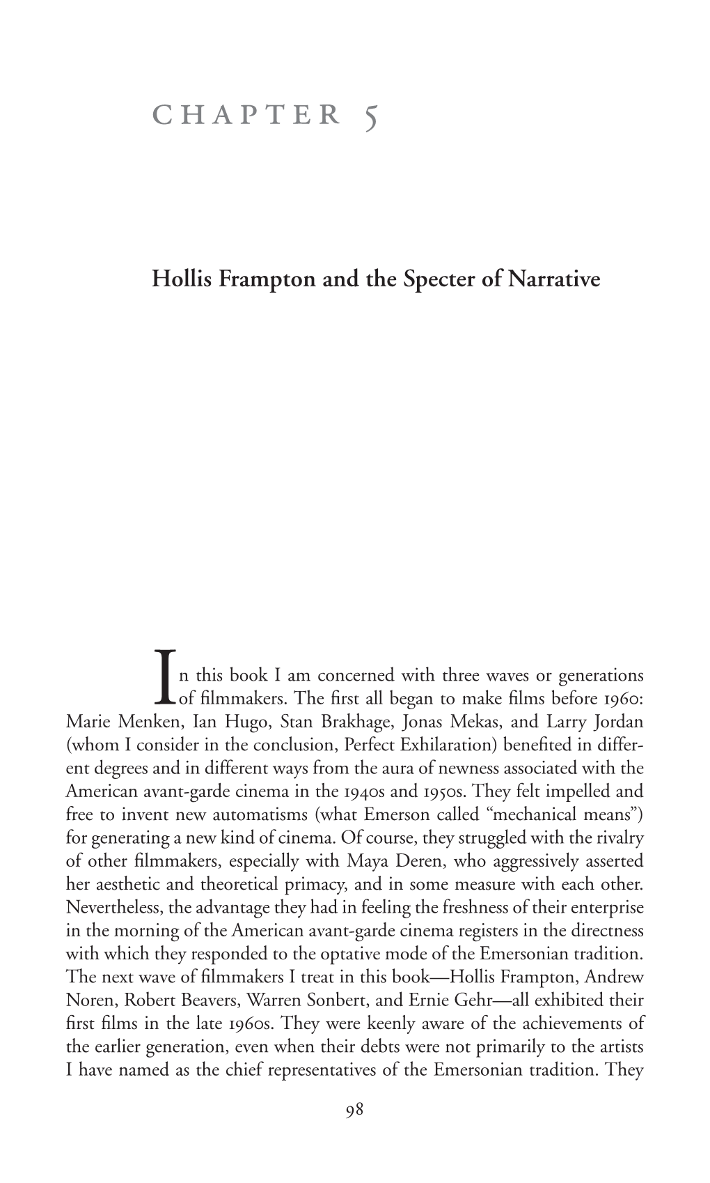 Hollis Frampton and the Specter of Narrative by P. Adams Sitney