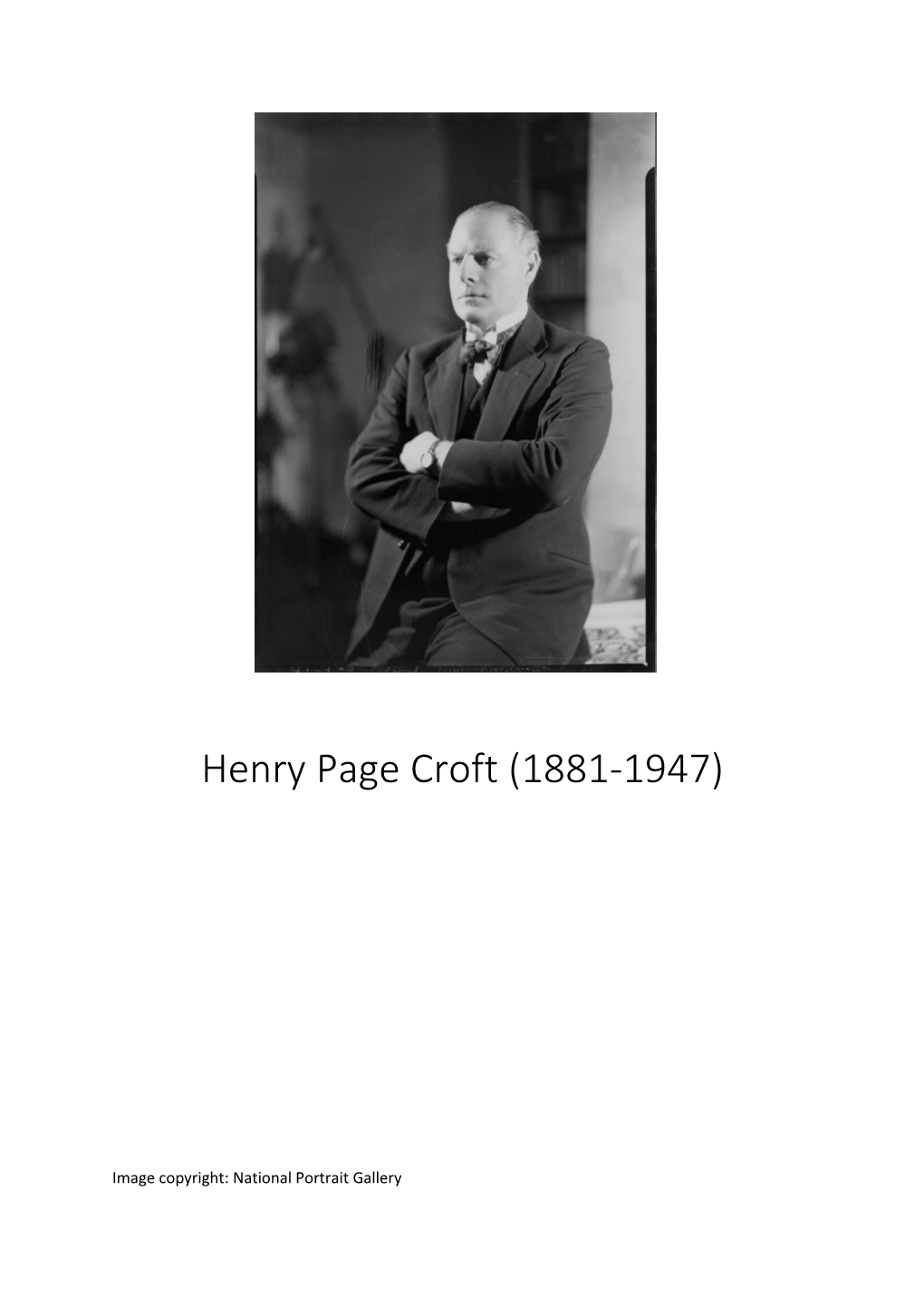 Henry Page Croft (1881-1947)