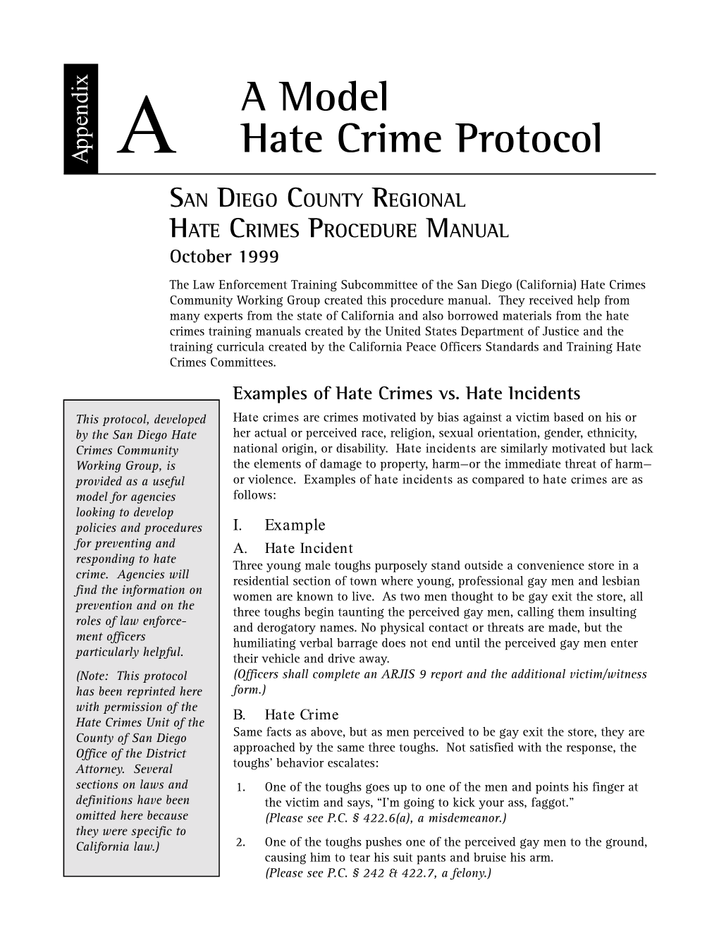 Model Hate Crime Protocol