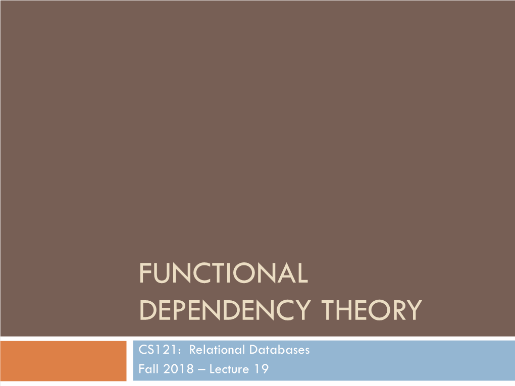 Functional Dependency Theory