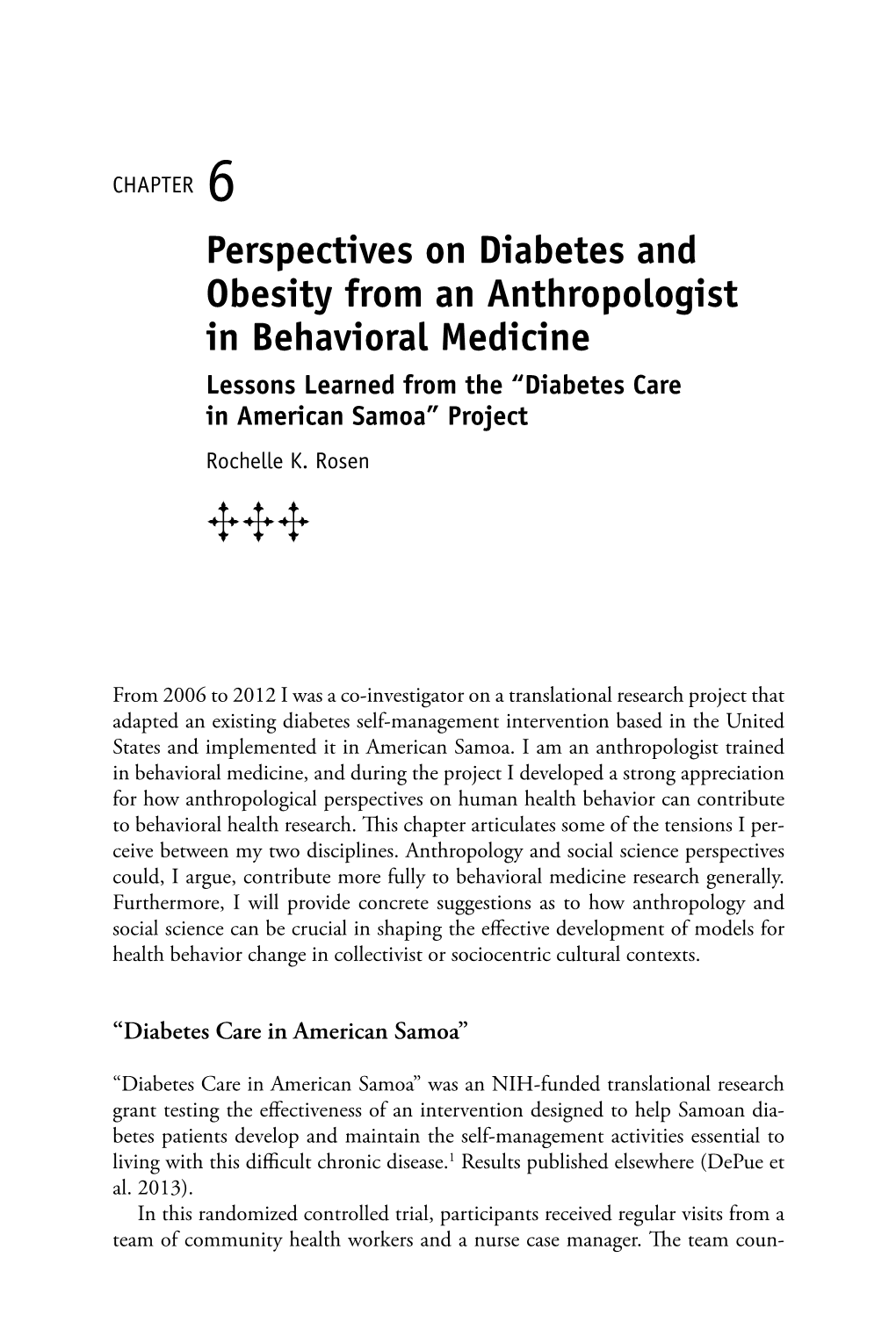 Chapter 6. Perspectives on Diabetes and Obesity from an Anthropologist