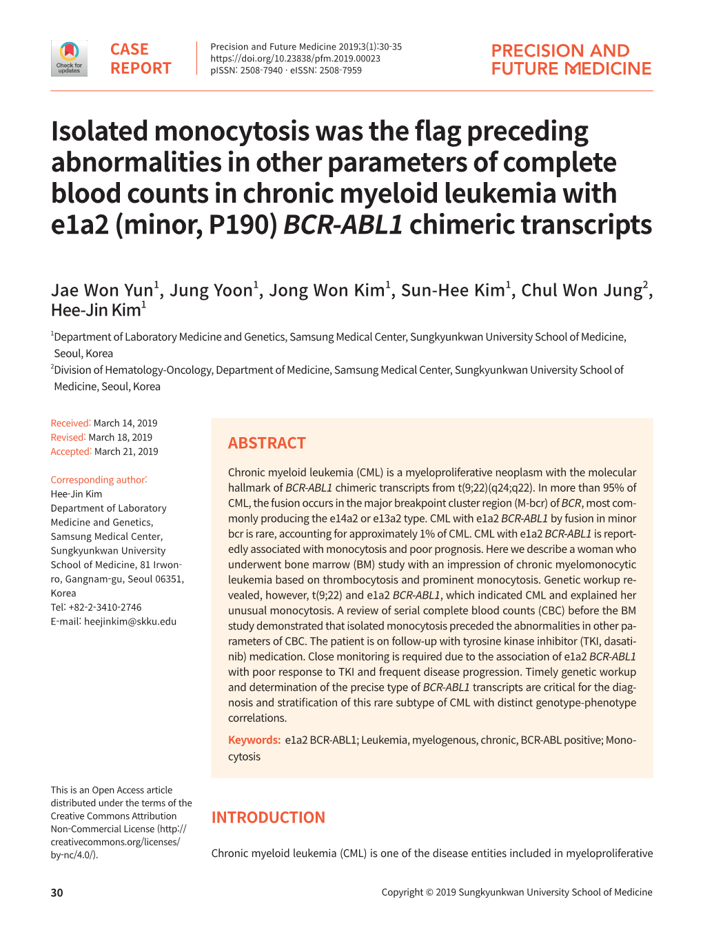 Isolated Monocytosis Was the Flag Preceding Abnormalities in Other