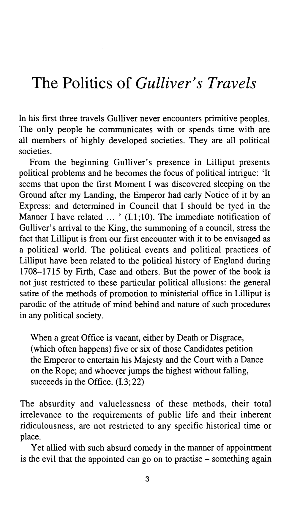 The Politics of Gulliver's Travels