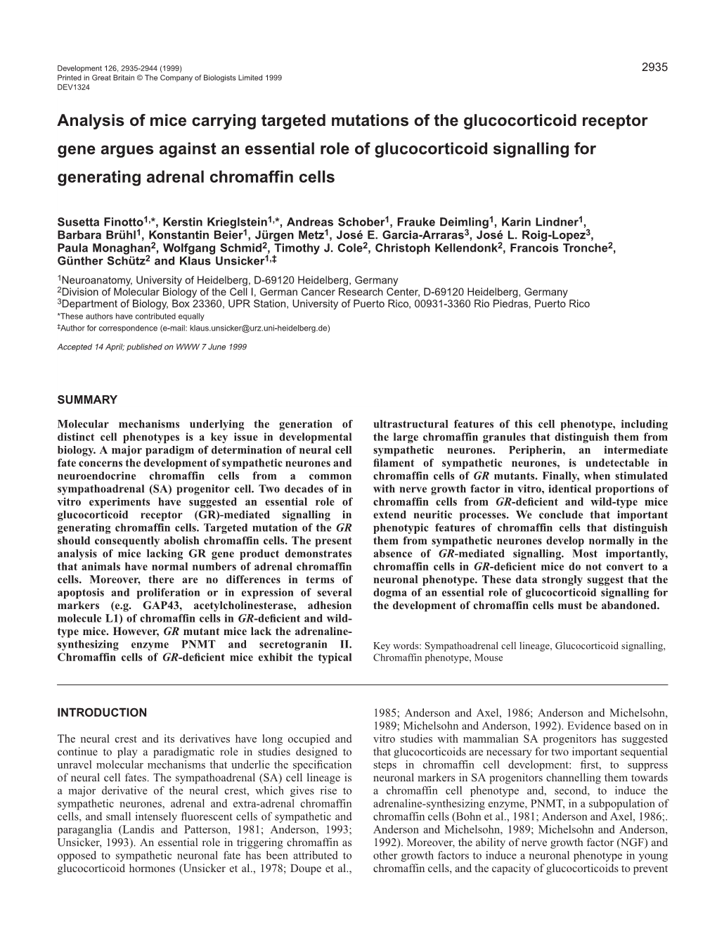 Chromaffin Cell Development in GR Mutant Mice 2937 Described Above