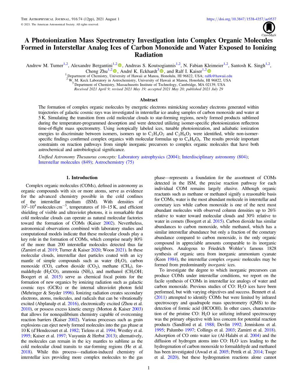 A Photoionization Mass Spectrometry Investigation Into Complex Organic