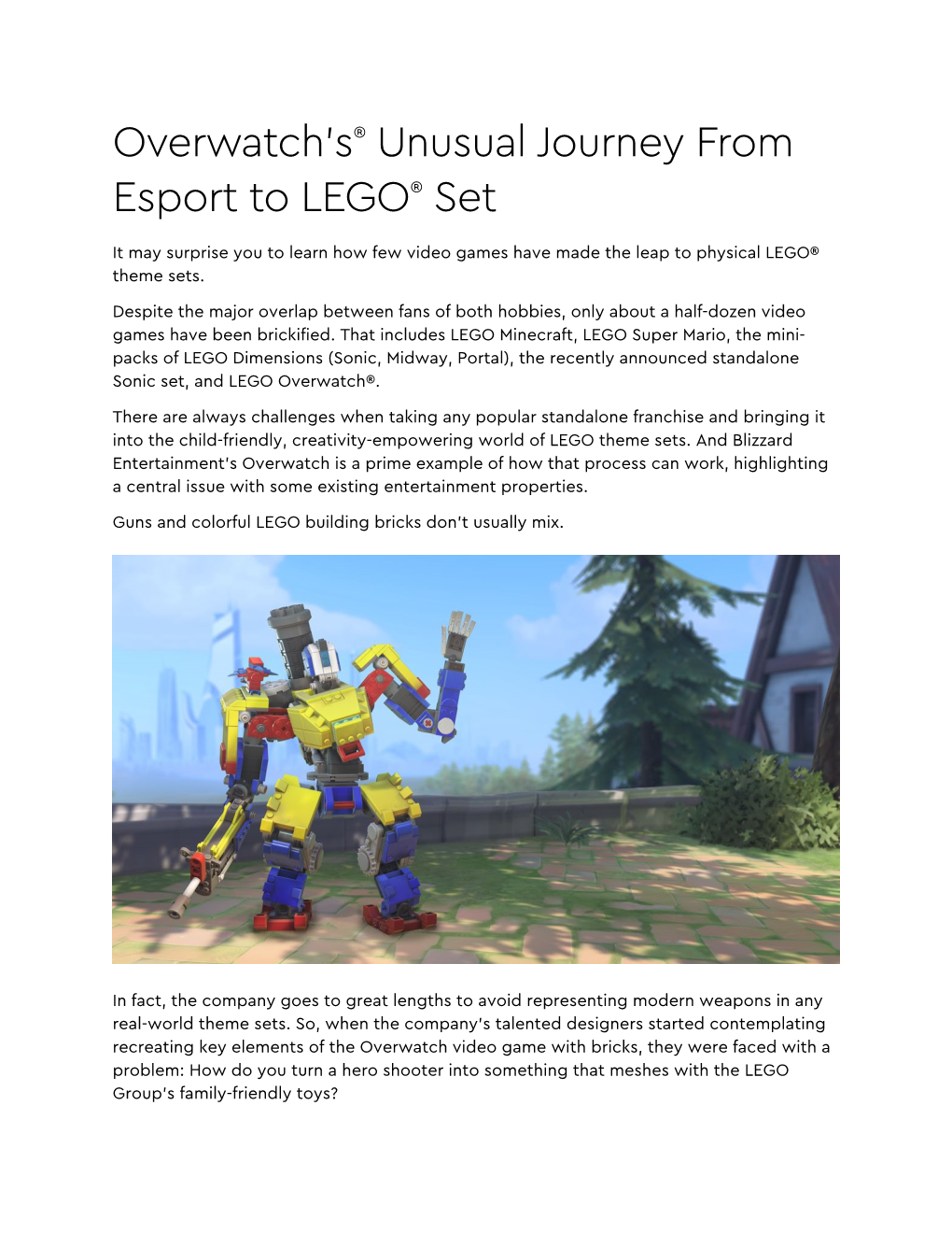 Overwatch's® Unusual Journey from Esport to LEGO®