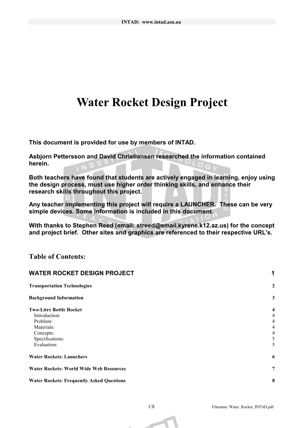 Water Rocket Design Project