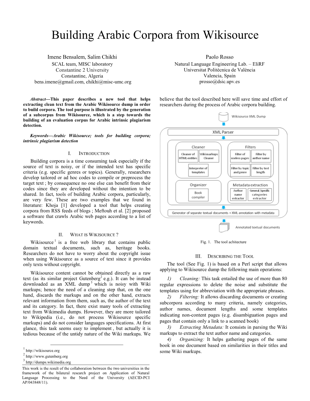 Building Arabic Corpora from Wikisource