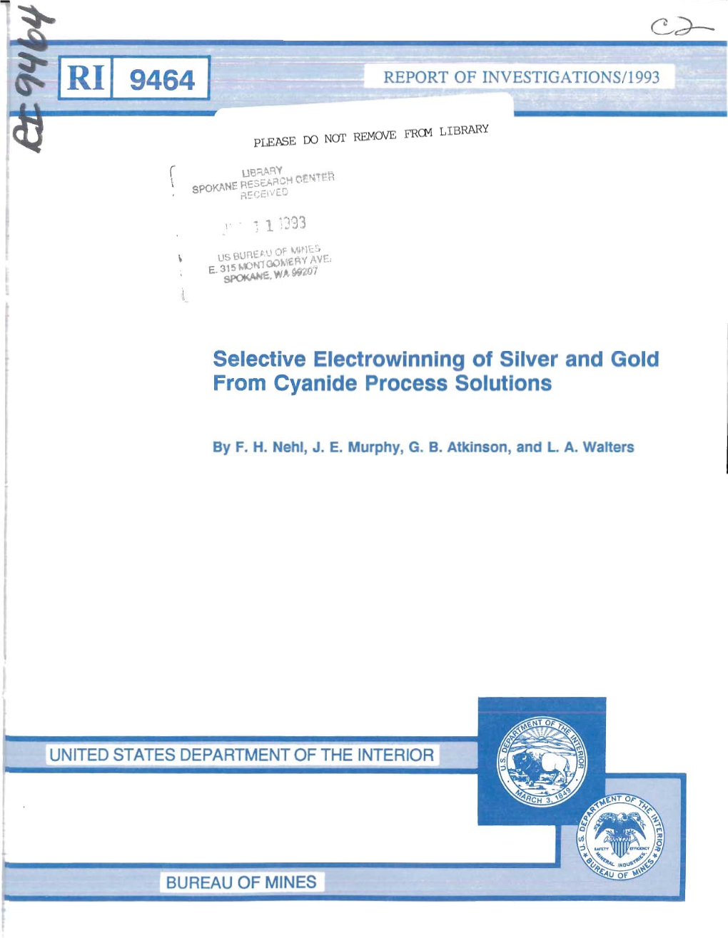 Selective Electrowinning of Silver and Gold from Cyanide Process Solutions