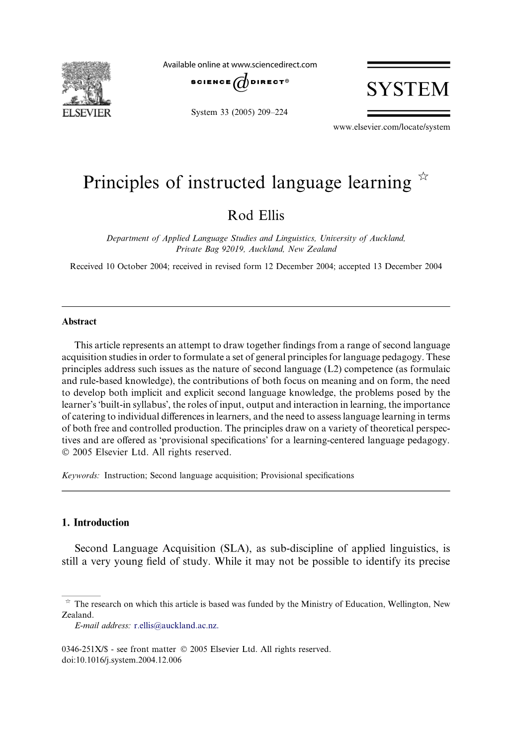 Principles of Instructed Language Learning Q