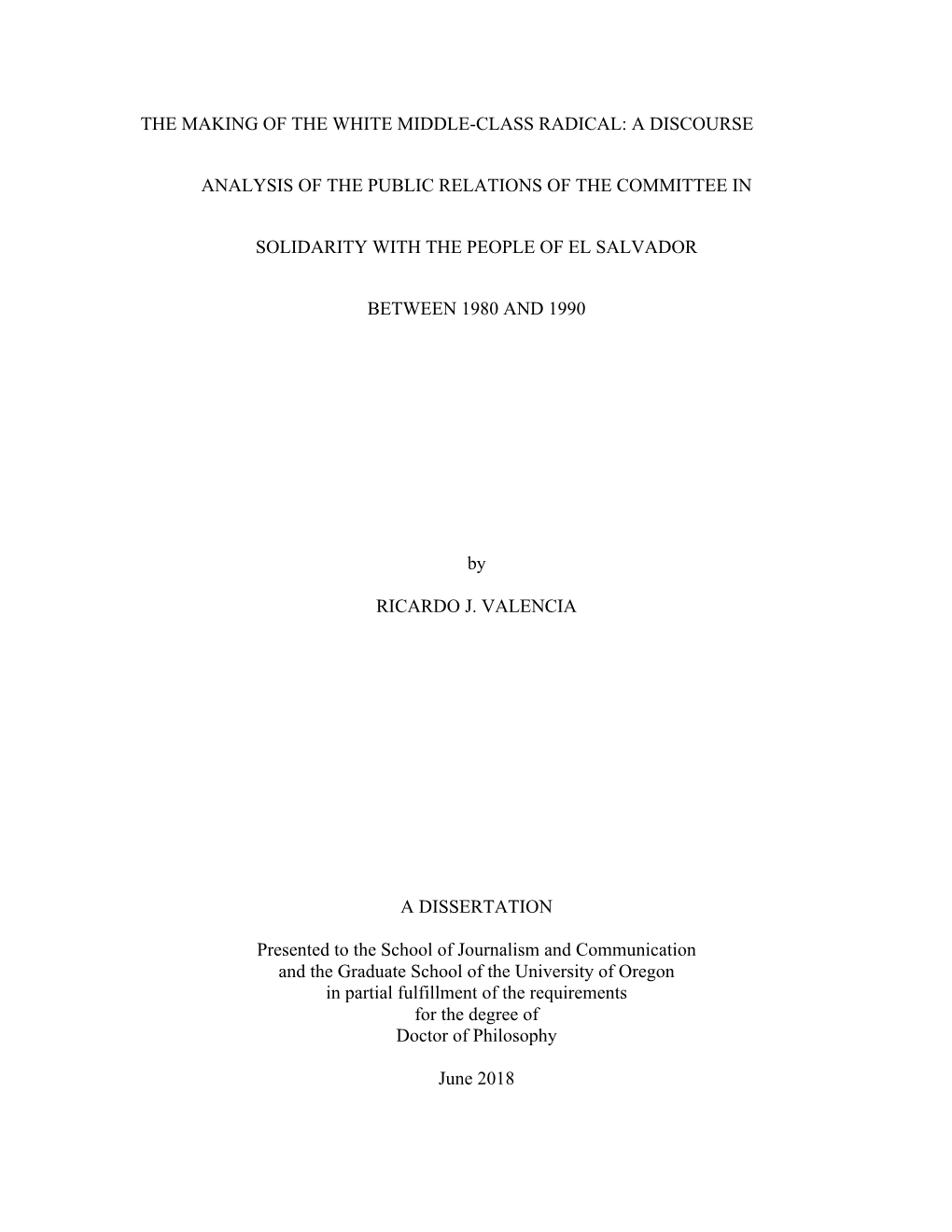 The Making of the White Middle-Class Radical: a Discourse