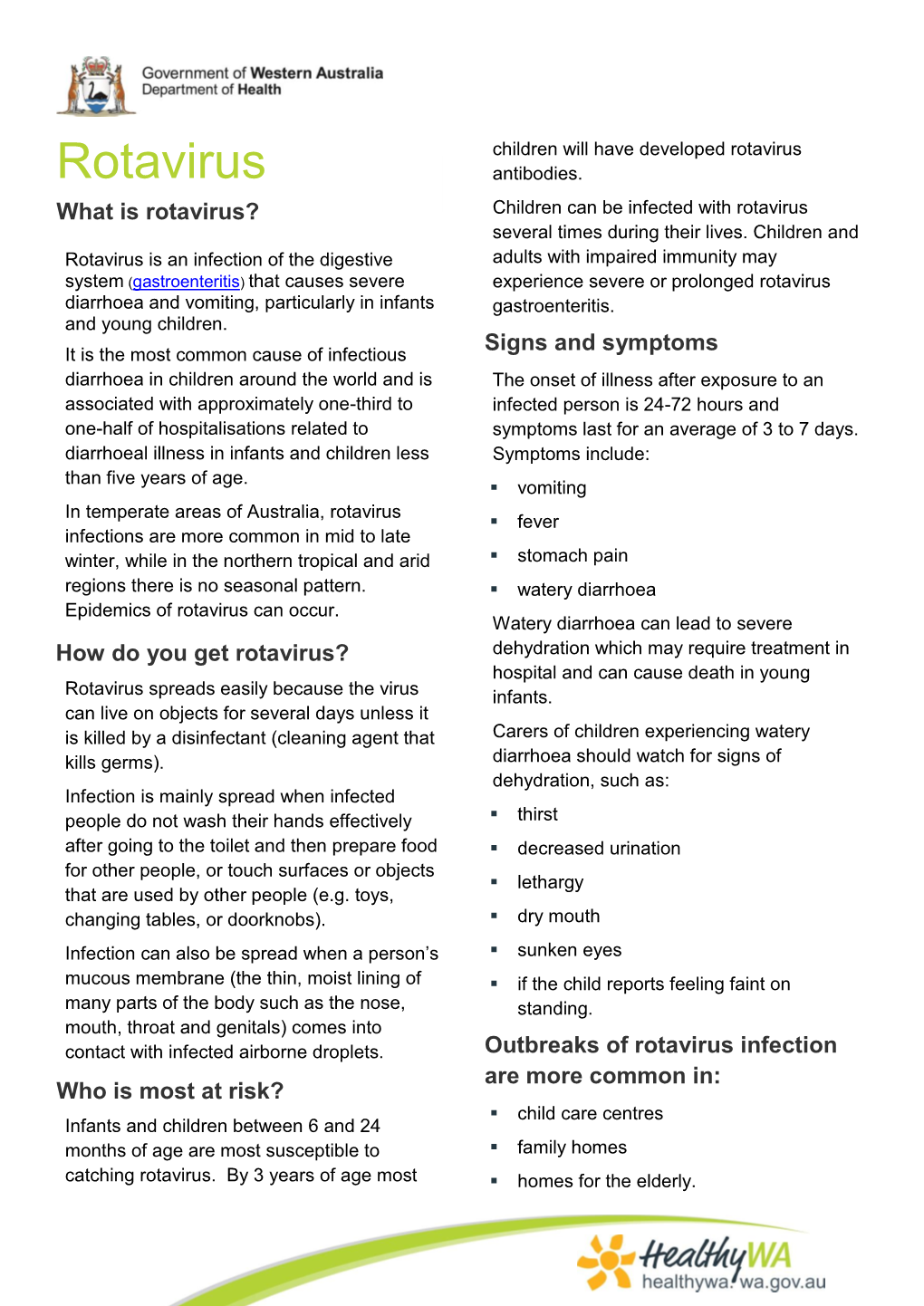 Department of Health Rotavirus Factsheet