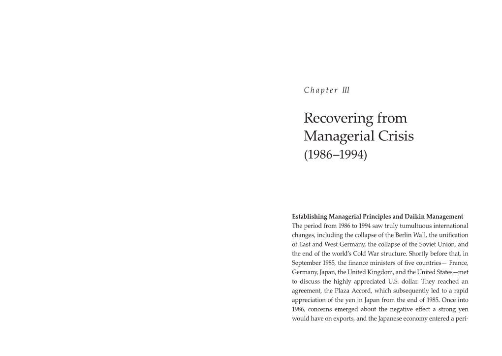 Chapter III : Recovering from Managerial Crisis (1986–1994)