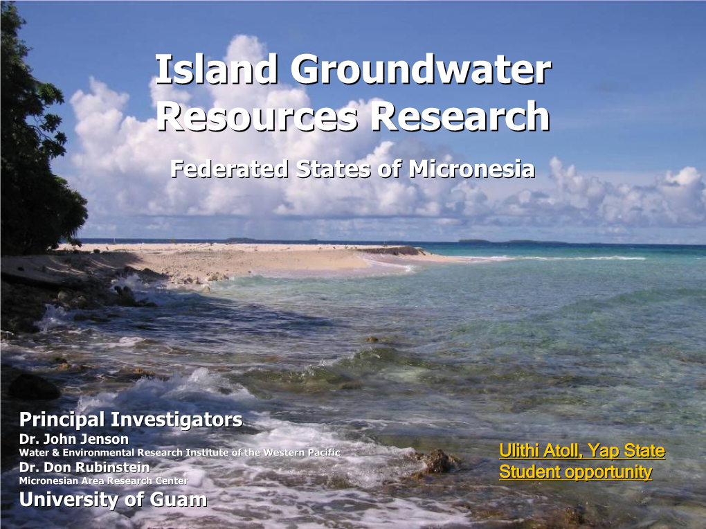 Island Groundwater Resources Research