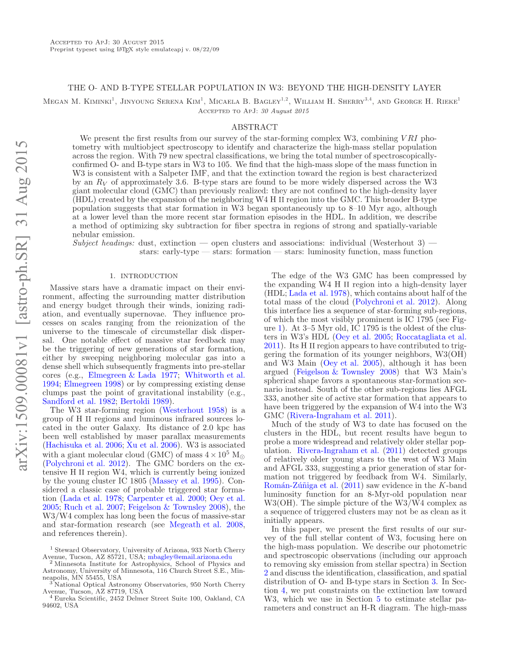 The O-And B-Type Stellar Population in W3: Beyond the High-Density Layer