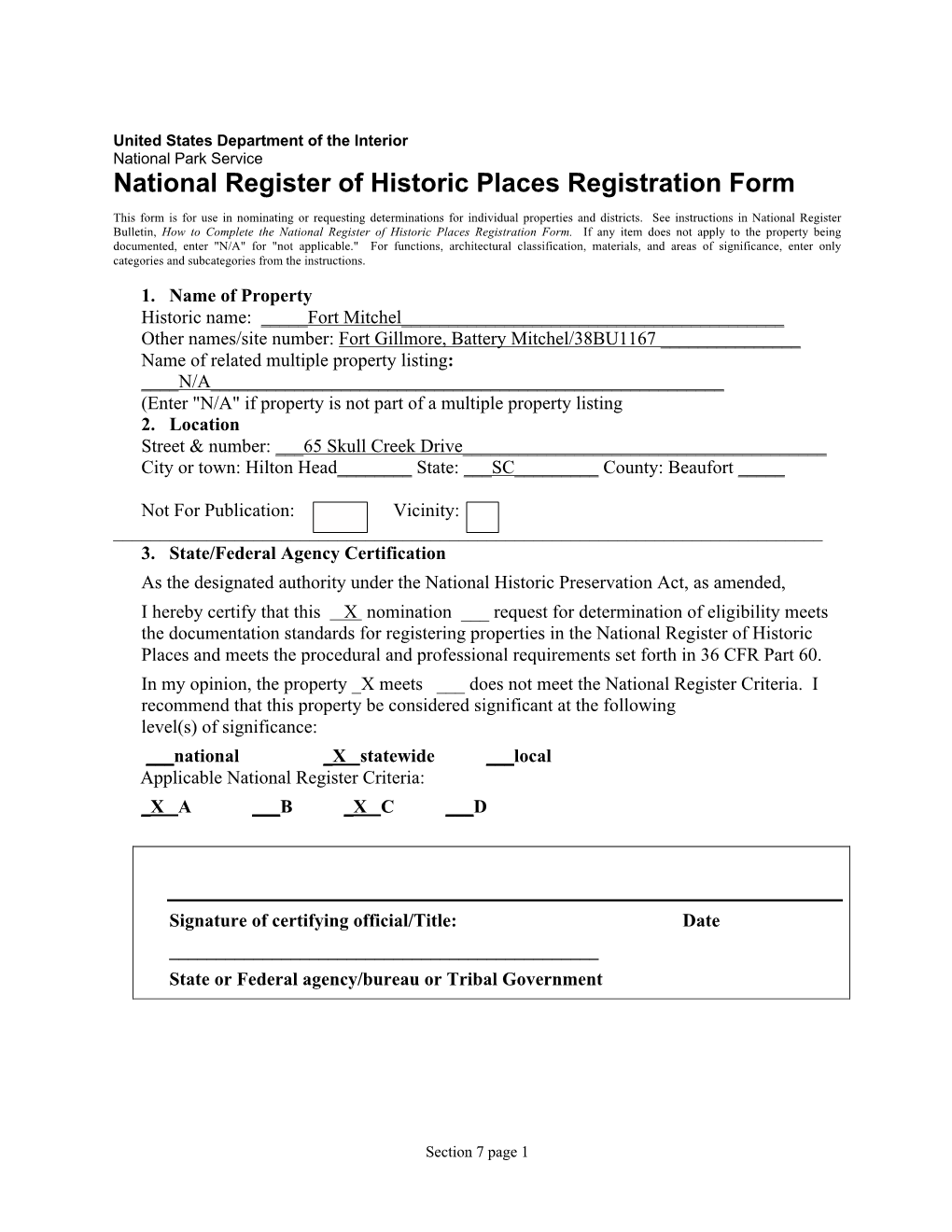 National Register of Historic Places Registration Form