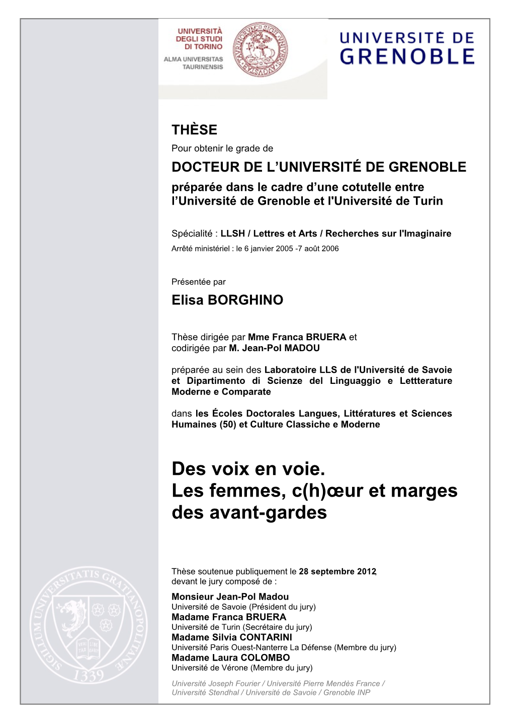 Des Voix En Voie. Les Femmes, C(H)Œur Et Marges Des Avant-Gardes