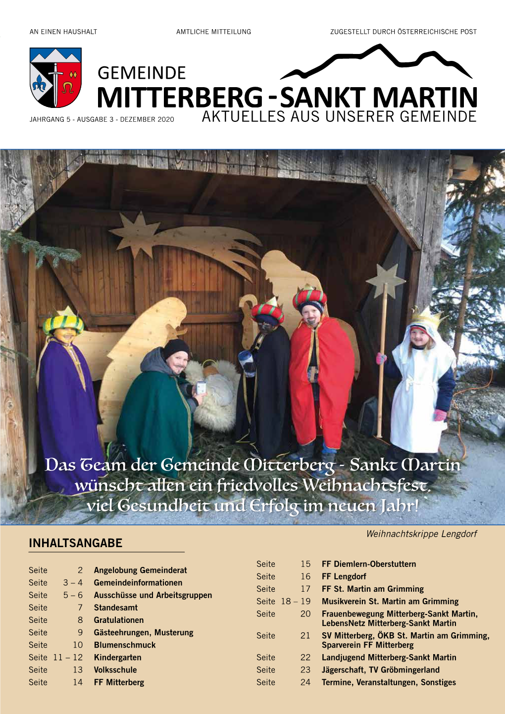 Das Team Der Gemeinde Mitterberg - Sankt Martin Wünscht Allen Ein Friedvolles Weihnachtsfest, Viel Gesundheit Und Erfolg Im Neuen Jahr!