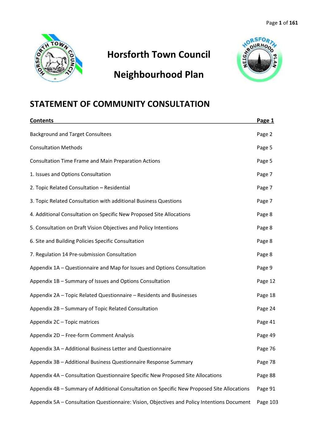 Horsforth Town Council Neighbourhood Plan