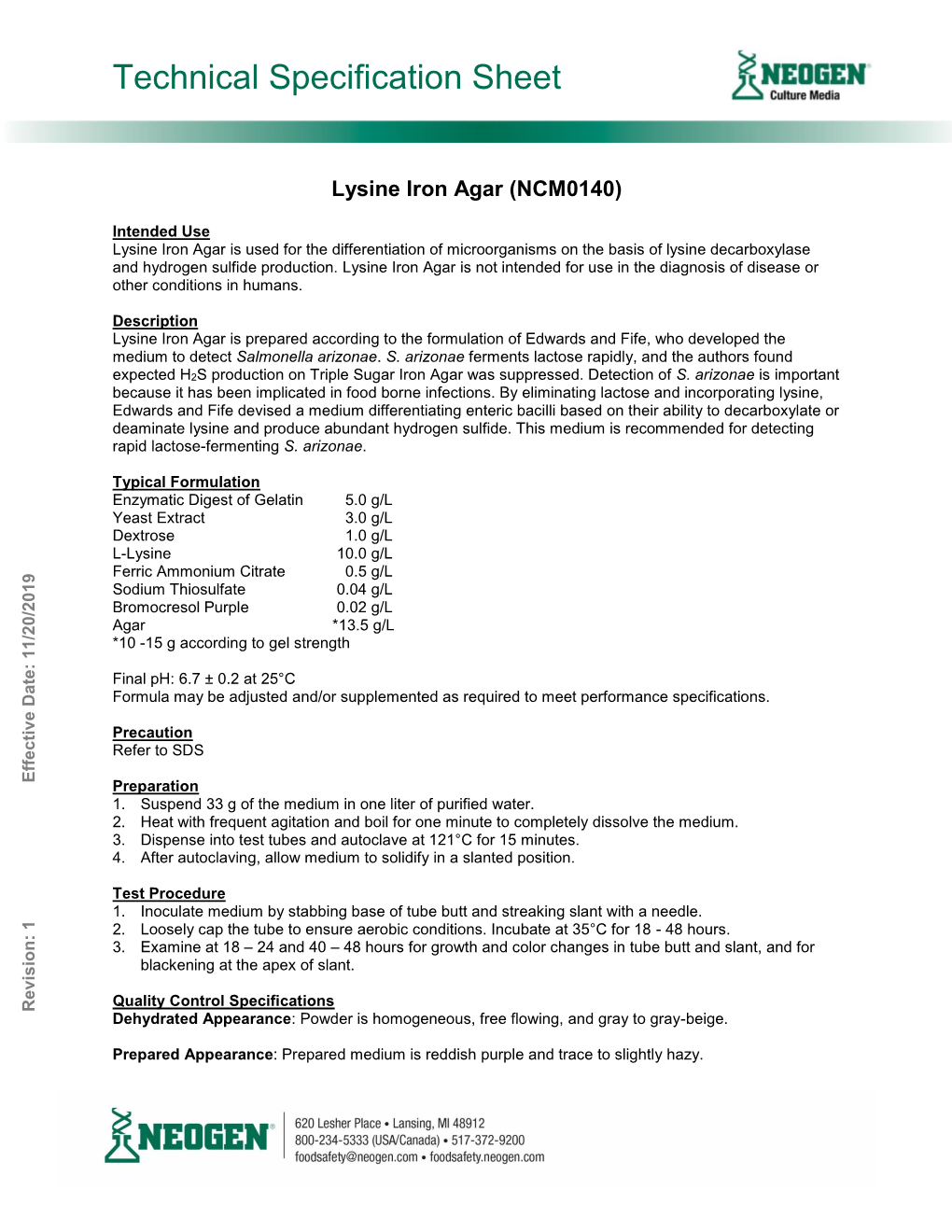 Lysine Iron Agar