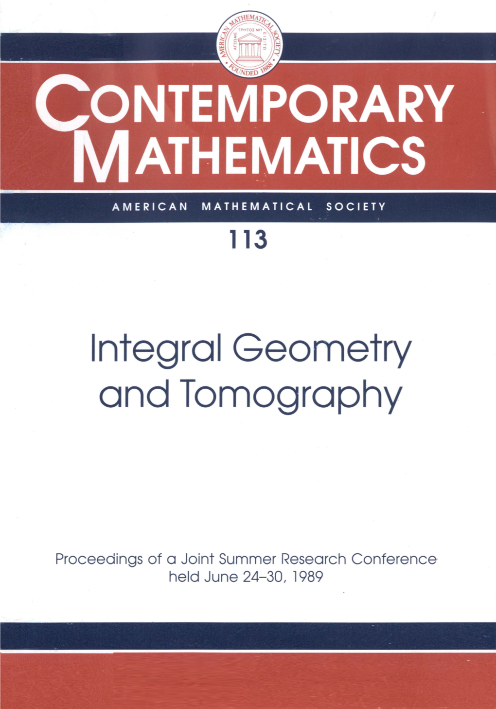 Integral Geometry and Tomography