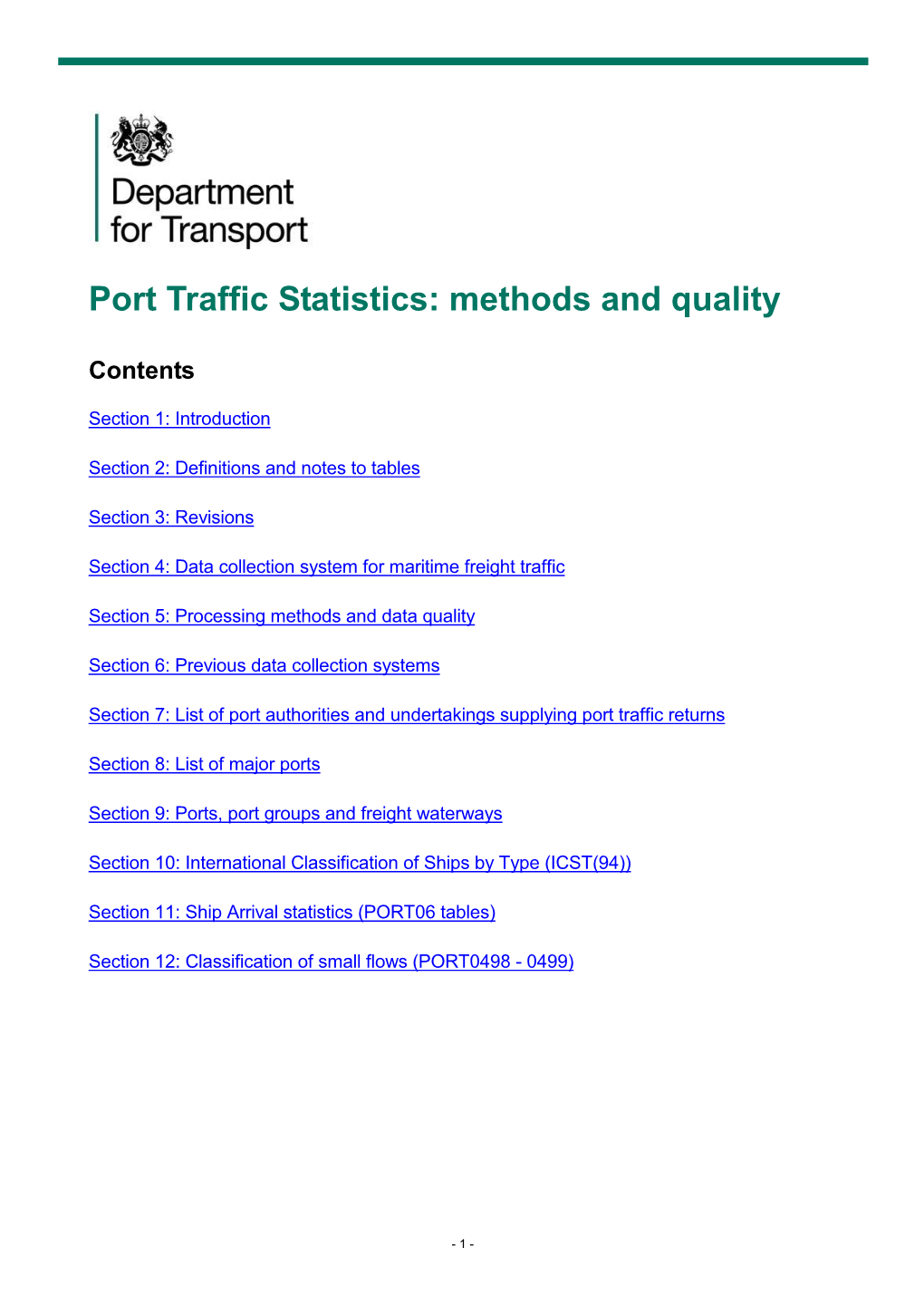 Port Statistics Technical Note