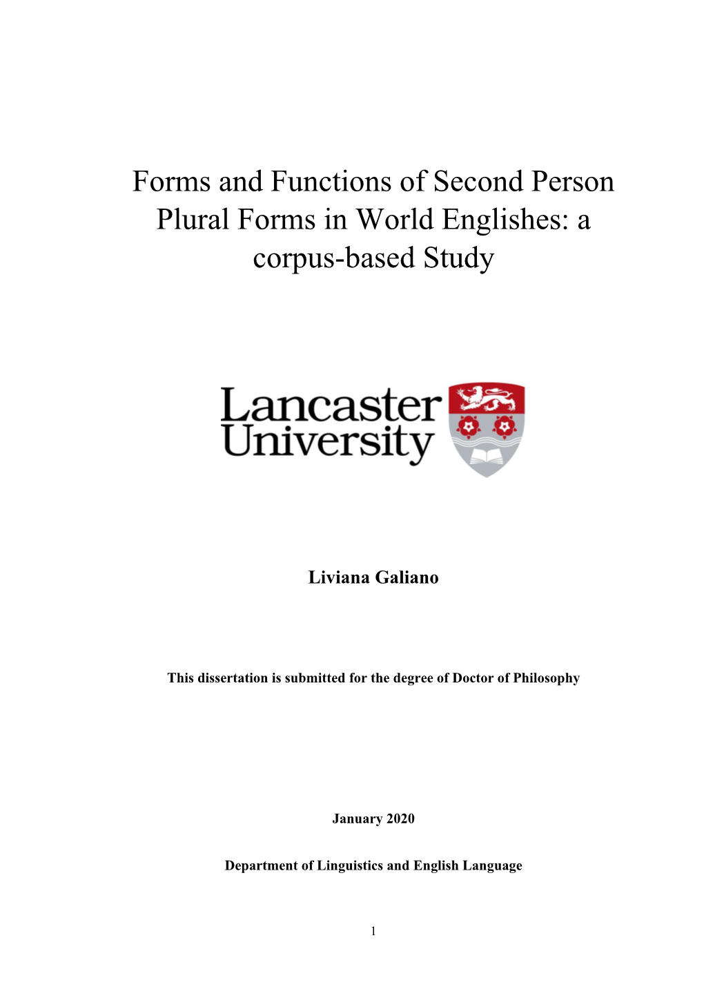 Forms and Functions of Second Person Plural Forms in World Englishes: a Corpus-Based Study