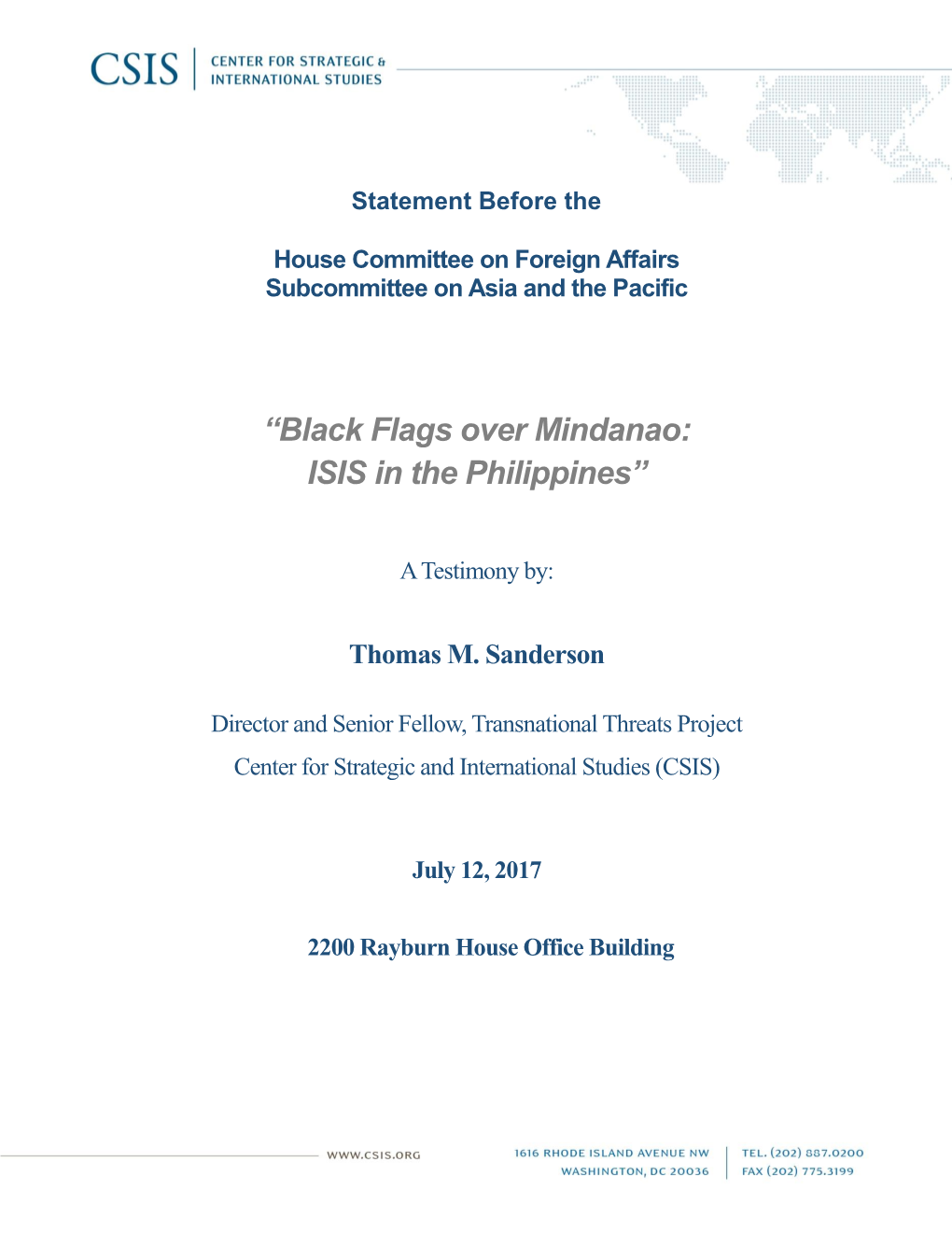 “Black Flags Over Mindanao: ISIS in the Philippines”
