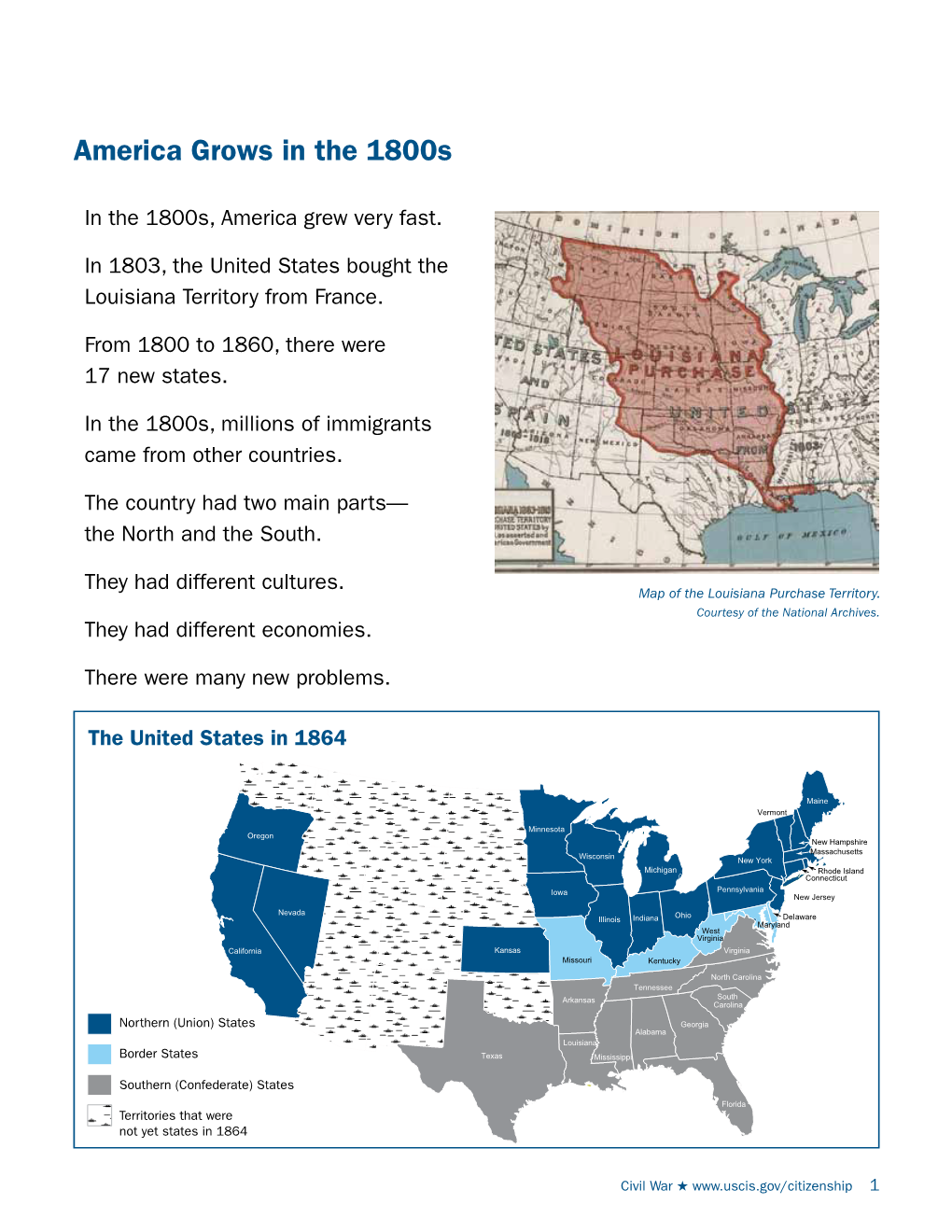 America Grows in the 1800S