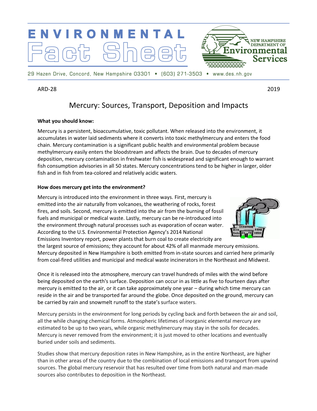 Mercury: Sources, Transport, Deposition and Impacts