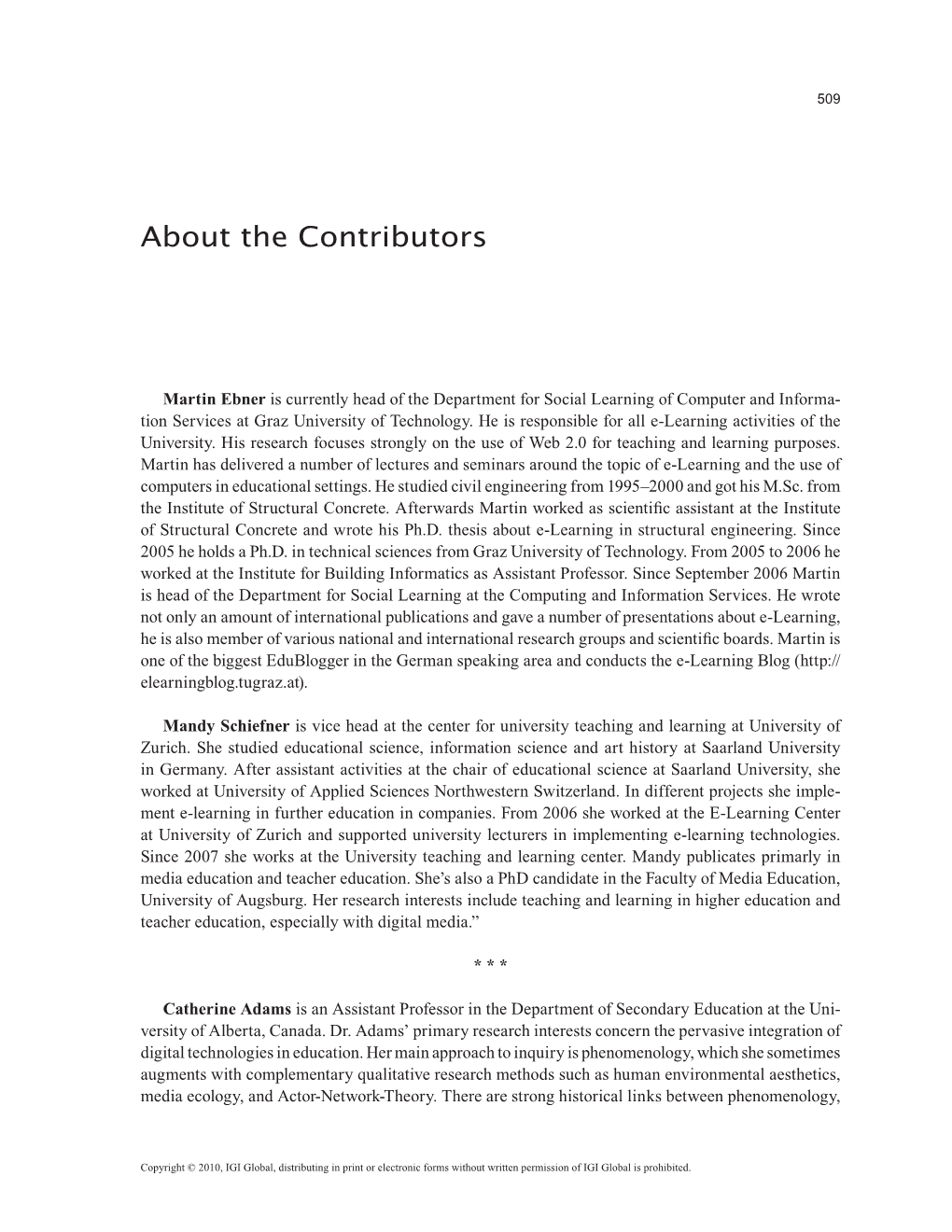 About the Contributors