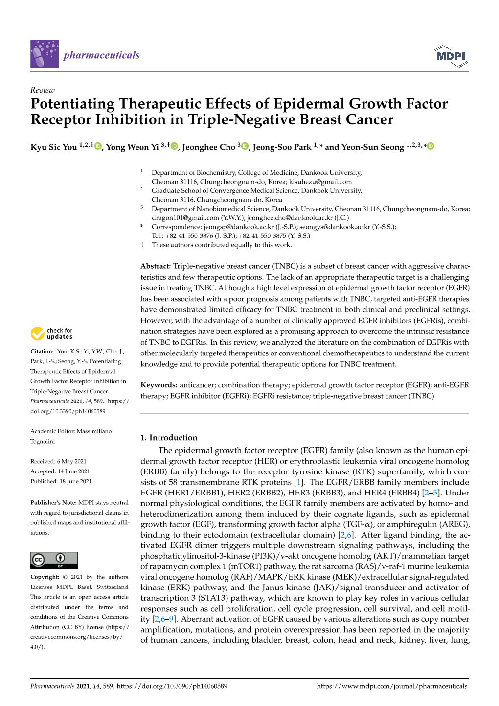 Potentiating Therapeutic Effects of Epidermal Growth Factor Receptor Inhibition in Triple-Negative Breast Cancer