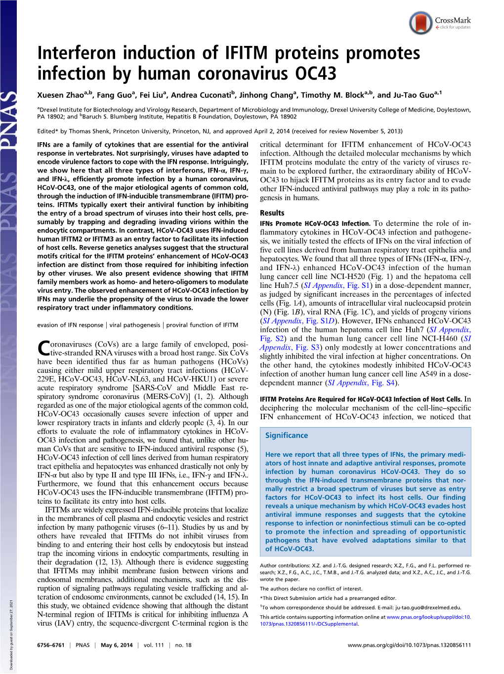 Interferon Induction of IFITM Proteins Promotes Infection by Human Coronavirus OC43