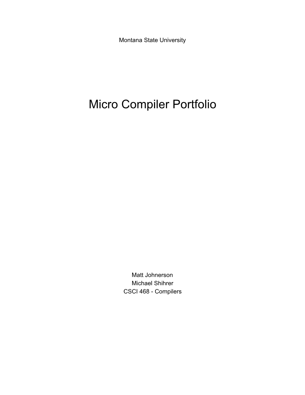 Micro Compiler Portfolio