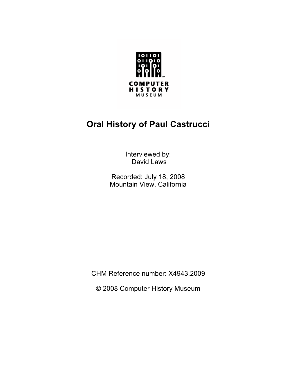 Oral History of Paul Castrucci