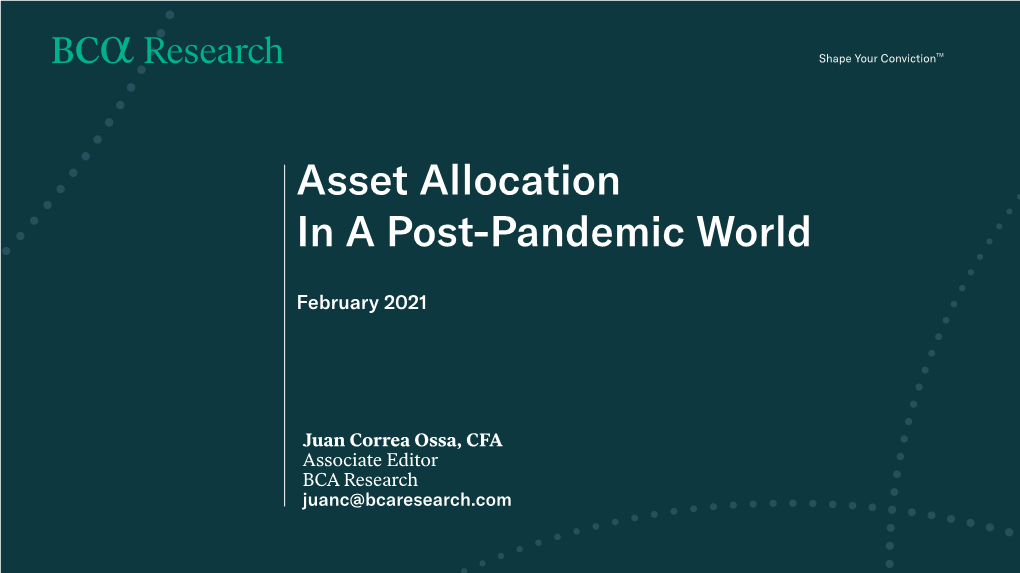 Asset Allocation in a Post-Pandemic World