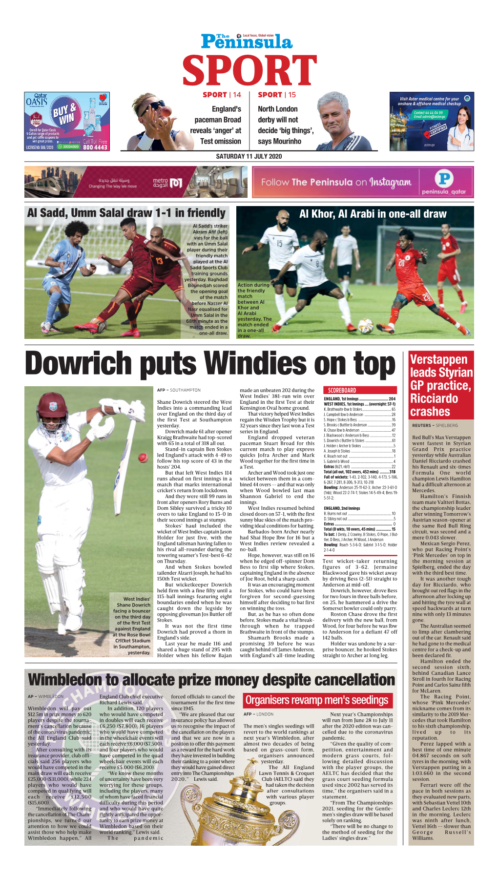 Dowrich Puts Windies on Top Leads Styrian