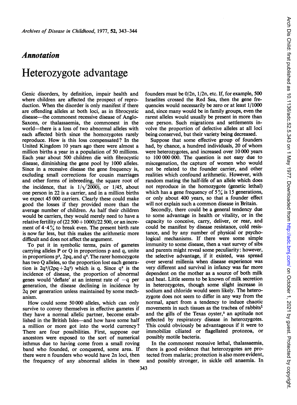 Heterozygote Advantage