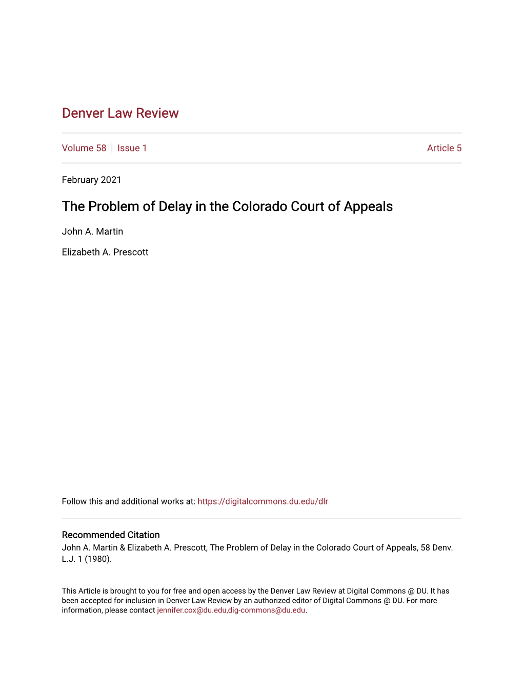 The Problem of Delay in the Colorado Court of Appeals