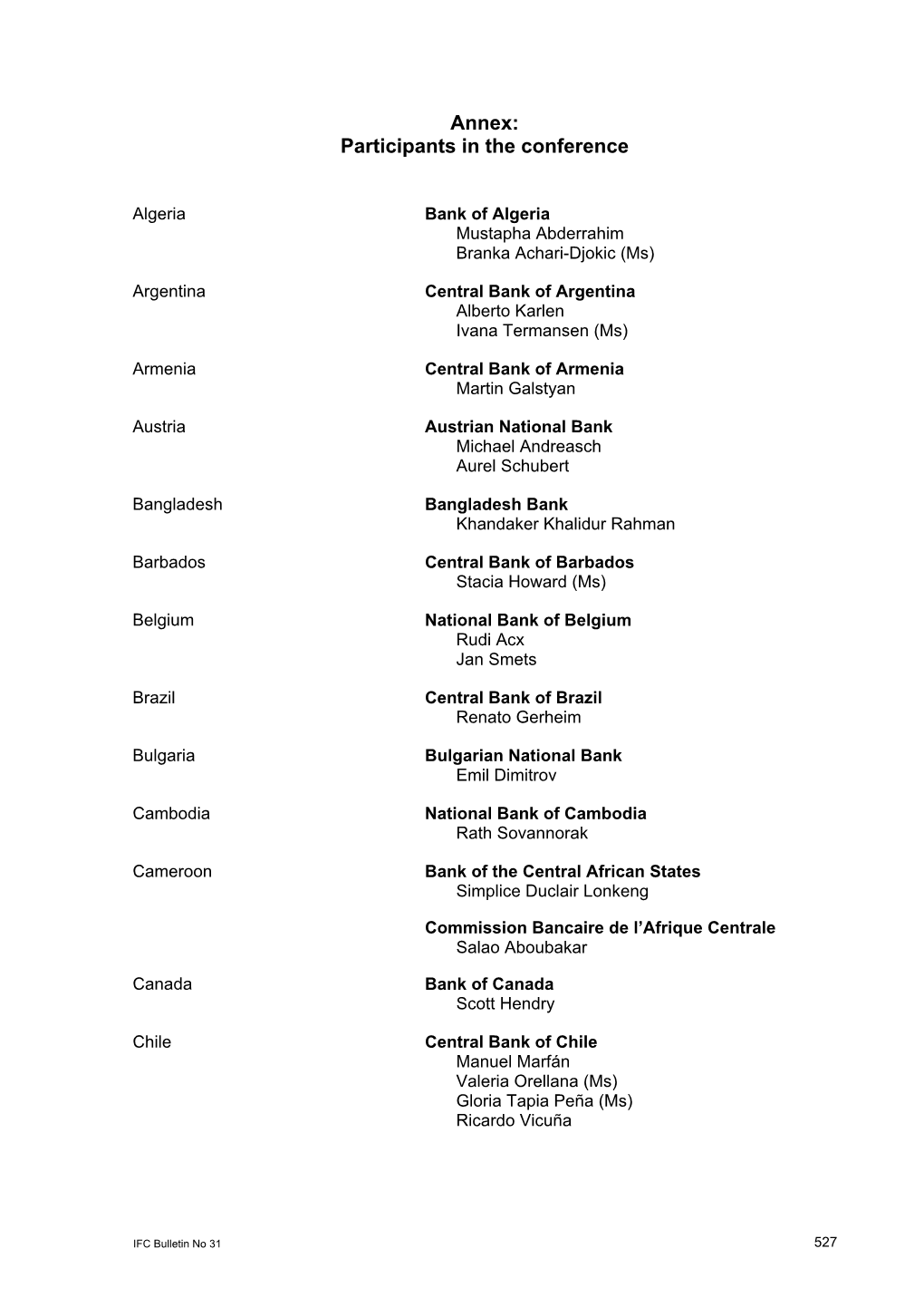 Annex: Participants in the Conference