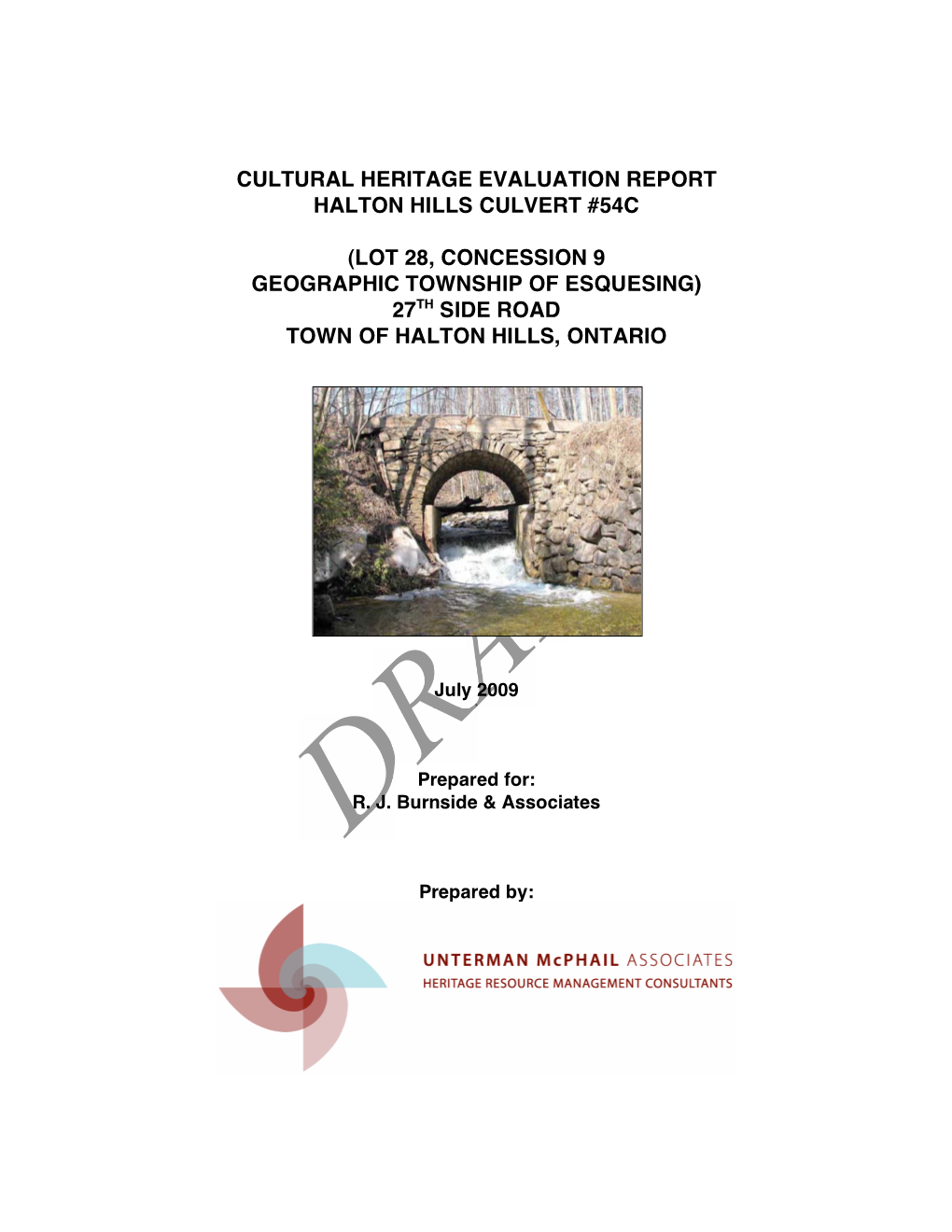 Cultural Heritage Evaluation Report Halton Hills Culvert #54C