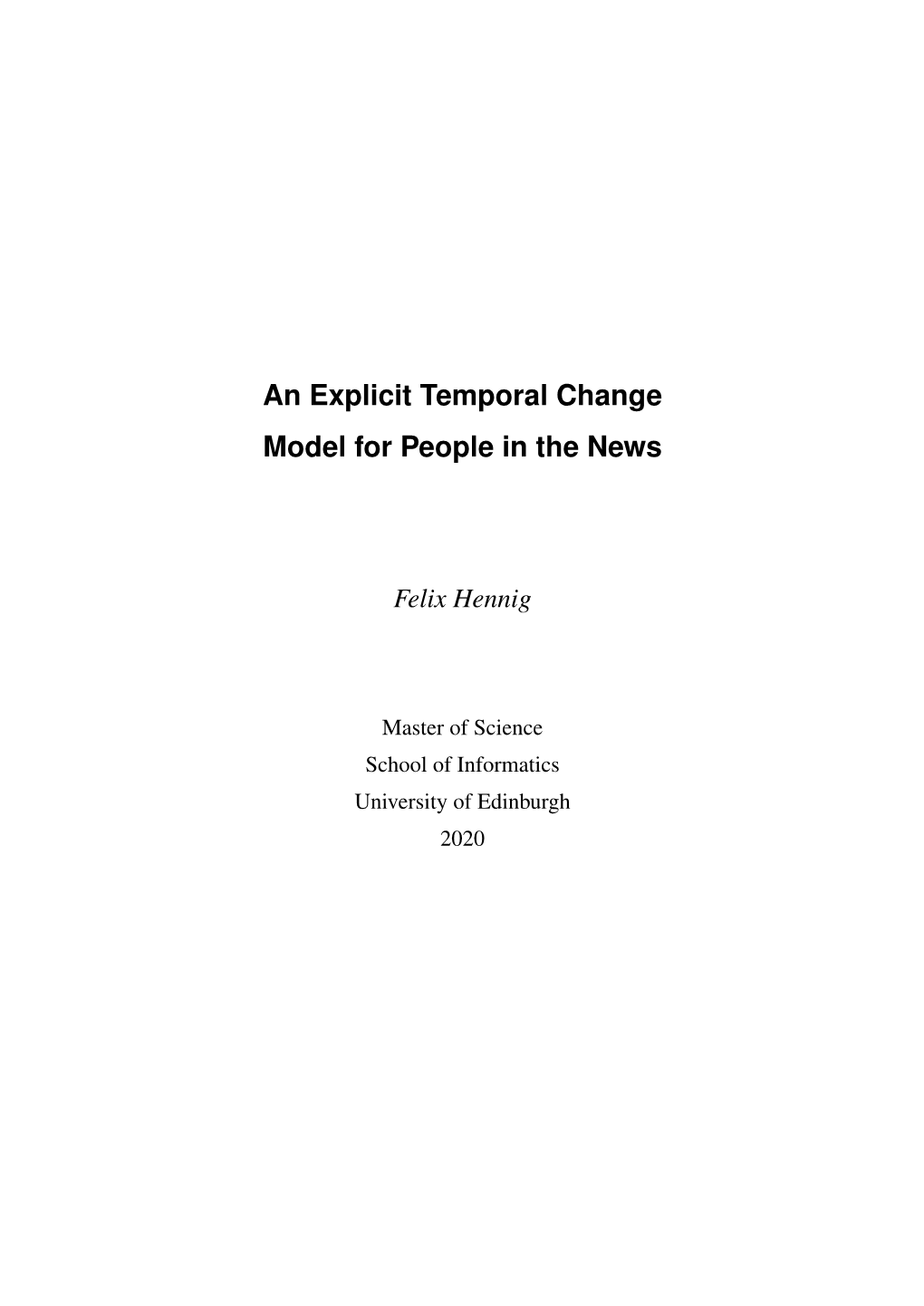 An Explicit Temporal Change Model for People in the News